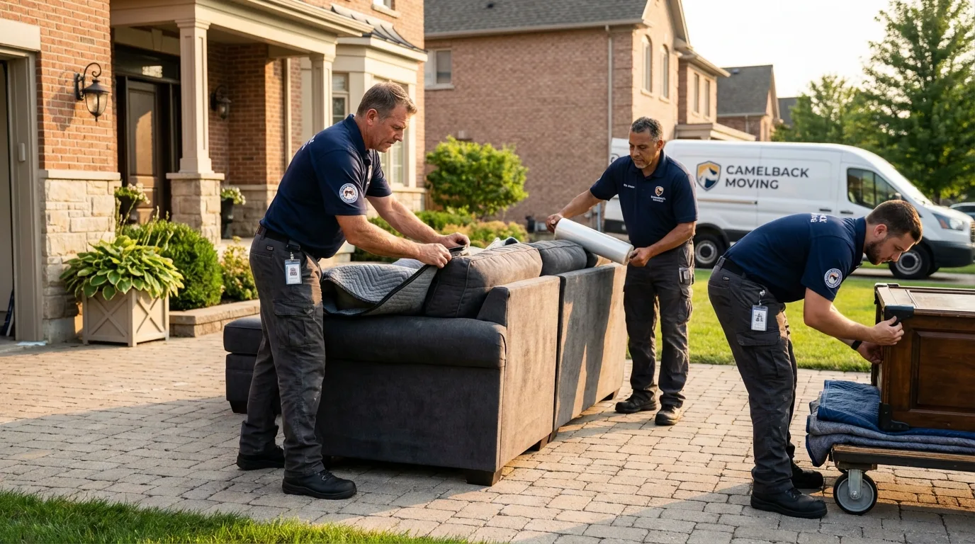 Large estate moving crew wrapping furniture in Ninnekah, OK