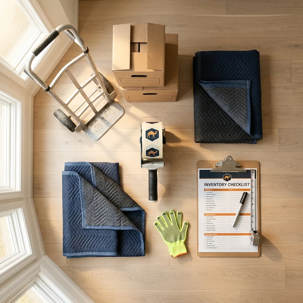 Professional moving supplies and packing materials layout for Ninnekah residential relocations